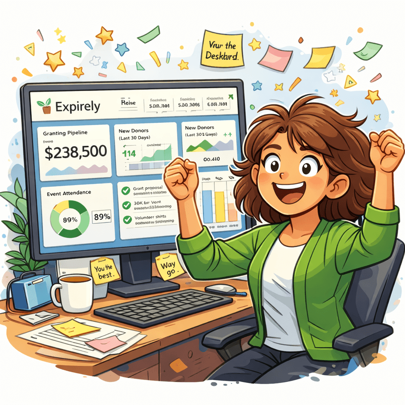 Happy nonprofit manager using tablet