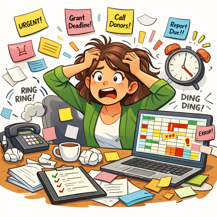 Stressed nonprofit manager